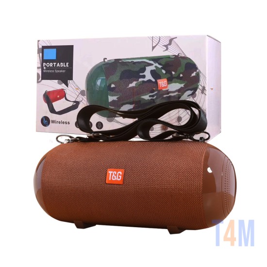 T&G PORTABLE BLUETOOTH SPEAKER TG-503 TF/AUX/FM/MICROSD CARD/HANDS-FREE CALL 2400MAH BROWN